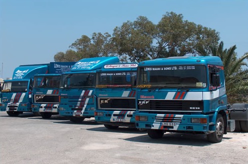 ERF trucks lined up in the yard